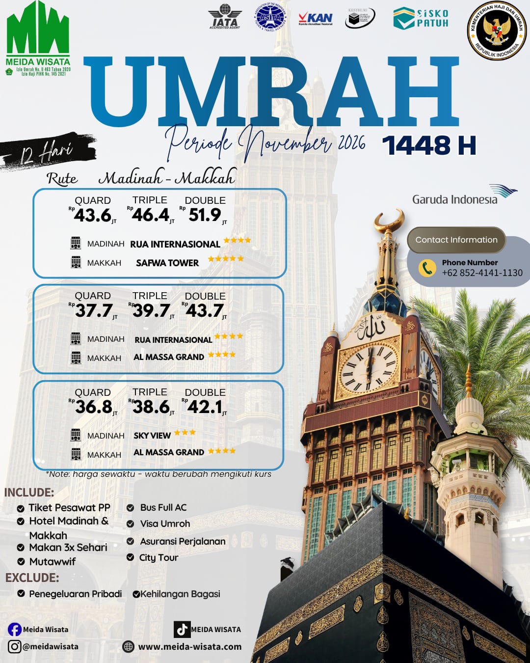 Umrah November 12 Hari (Garuda Indonesia)